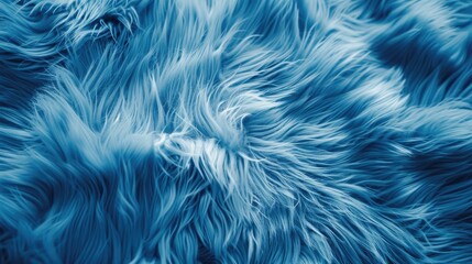 Obraz premium Close-up of bright blue synthetic fur showcasing soft, fluffy texture. Concept of fabric and textile texture.