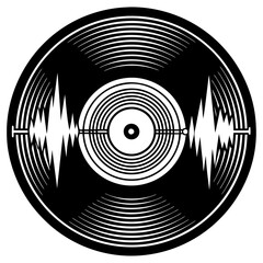 black gramophone record vector illustration