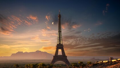 Naklejka premium long shot of the Eiffel Tower