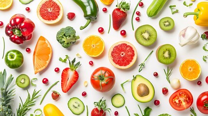 Colorful Fruits and Vegetables Arrangement