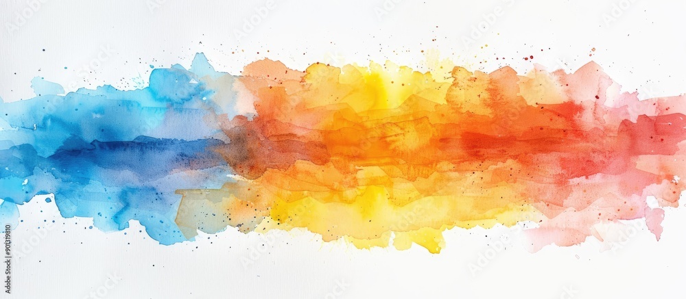 Poster watercolor stain on a blank white background with a brush painted image on paper and dried suitable 