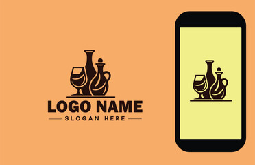 Glassware company icon Glassworks Glass production firm Glass manufacturer flat logo sign symbol editable vector