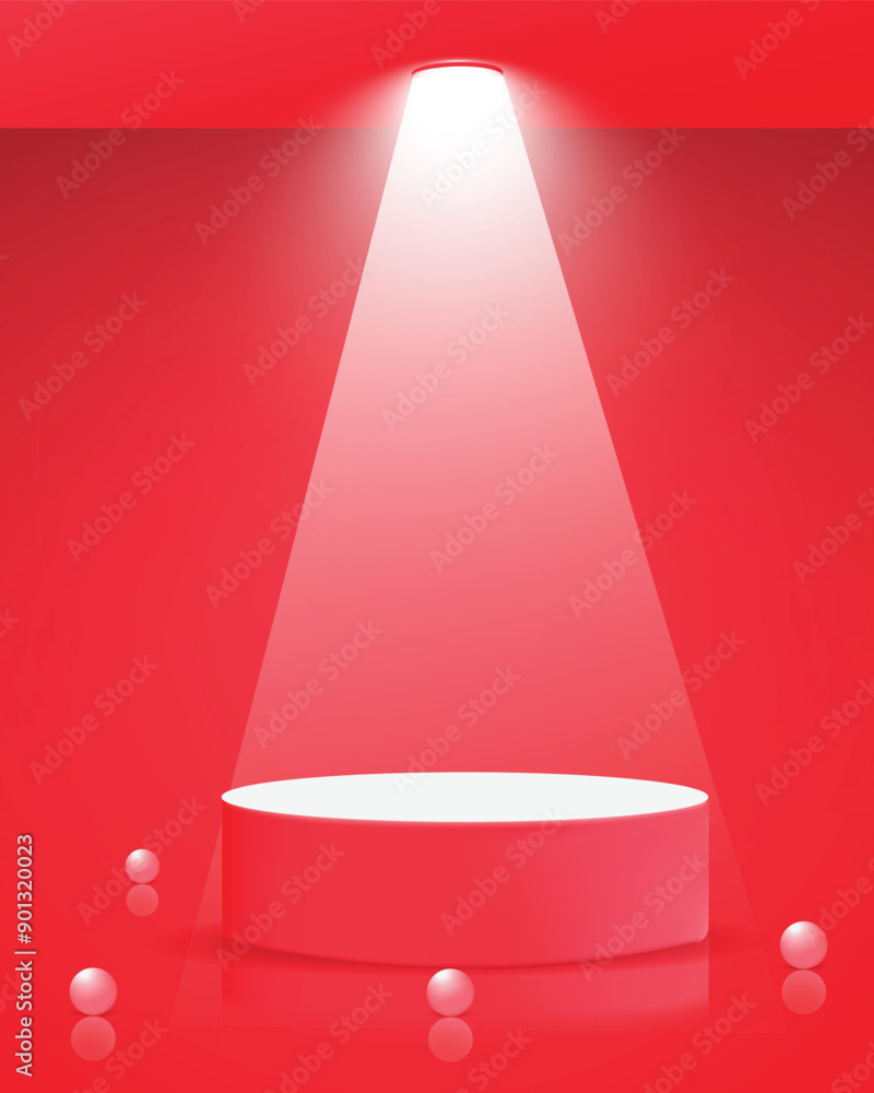 Aufkleber premium podium mockup design. 3d red product background design. abstract red gradient color product 