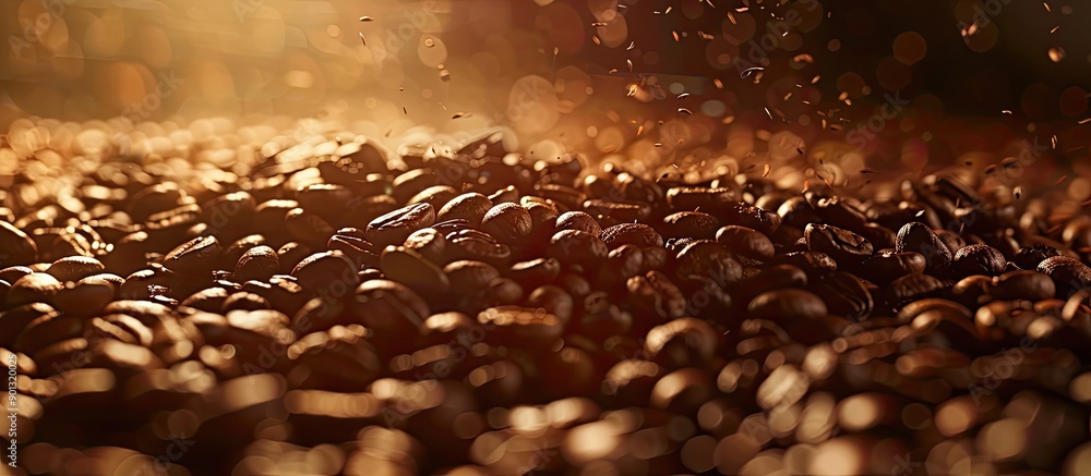 Aufkleber coffee beans illuminated in the rim light creating a captivating copy space image