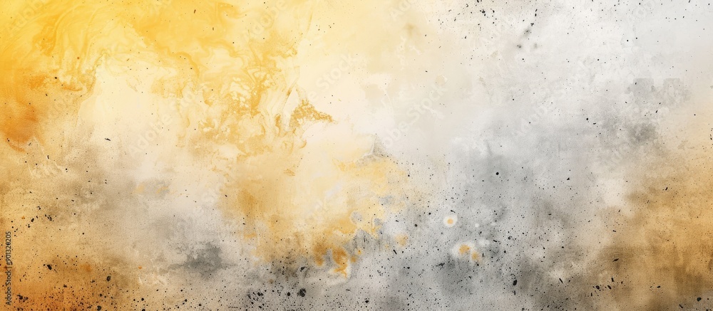 Poster A beautiful neutral watercolor like backdrop with a weathered concrete yellow and grey gradient wall background adorned with scratches is ideal for adding text or graphics in the copy space image