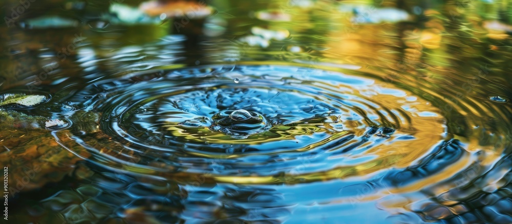 Poster picture capturing the swift movement of water in a pond with copy space image