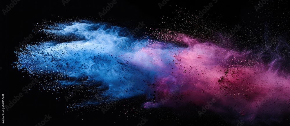 Aufkleber Color powder exploded freezing its motion on a black background creating an abstract and vibrant copy space image
