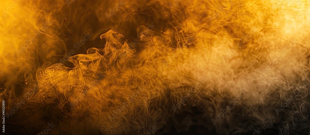 Poster a vibrant yellow mist against a dark backdrop with available copy space image