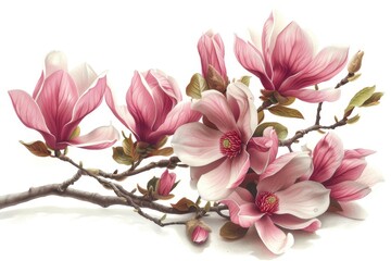 Obraz premium Delicate Magnolia Blossoms in Watercolor