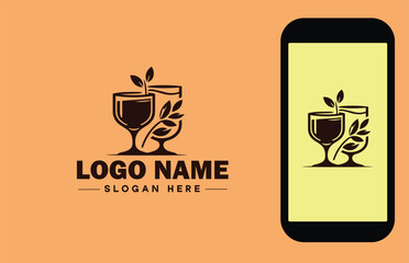 Glassware company icon Glassworks Glass production firm Glass manufacturer flat logo sign symbol editable vector