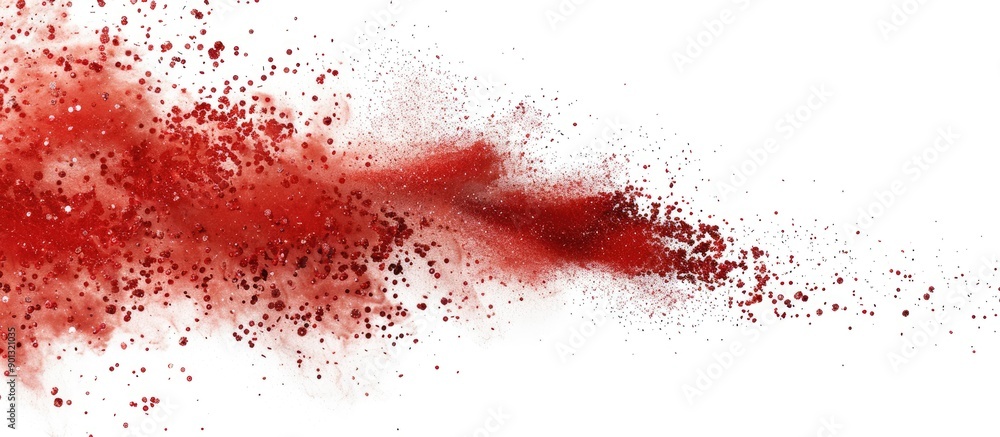Aufkleber red glitter powder exploding with copy space image against a white backdrop