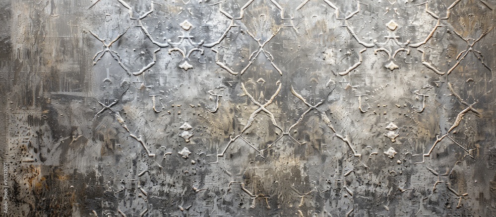 Leinwandbilder Textured cement wall background with intricate patterns creating a copy space image
