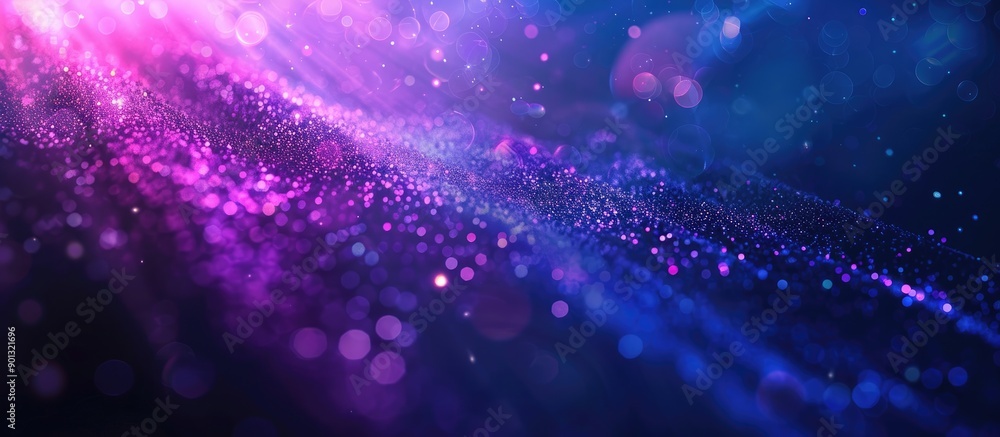 Poster blurry neon purple and blue light leaks create a fluorescent background with smooth rays and flecks 