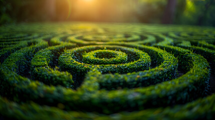 photo of a miniature plant maze with a bright background