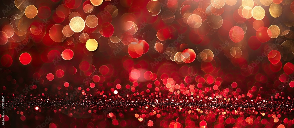 Fototapete new year background with red textured bokeh lights perfect for copy space image