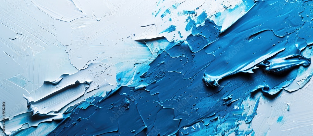 Poster toned primer creates a saturated blue abstract backdrop on white with copy space image