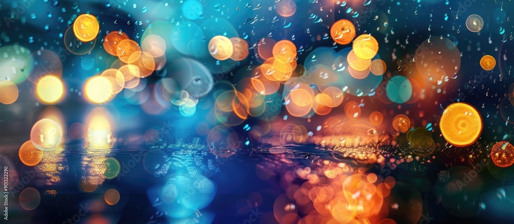 Aufkleber Rainy night backdrop with bokeh elements for a copy space image