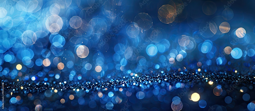 Poster copy space image on a blue bokeh backdrop
