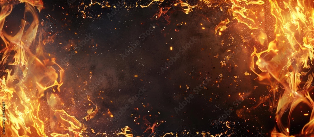 Fototapete a fire themed border with space for adding images. creative banner. copyspace image
