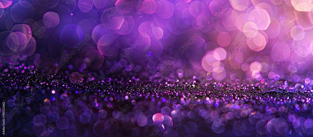 Poster a background with purple bokeh lights creating an abstract effect with copy space image