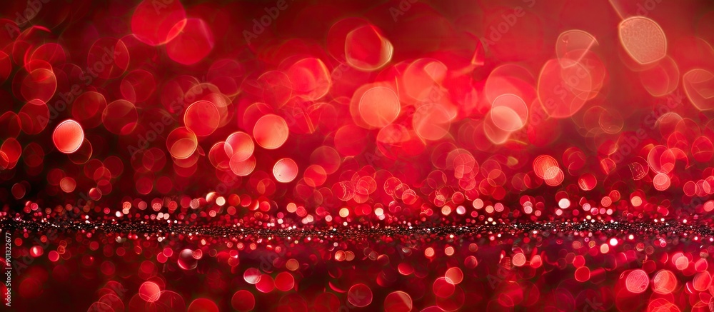 Poster blurry red glitter and bokeh create an abstract backdrop with copy space image
