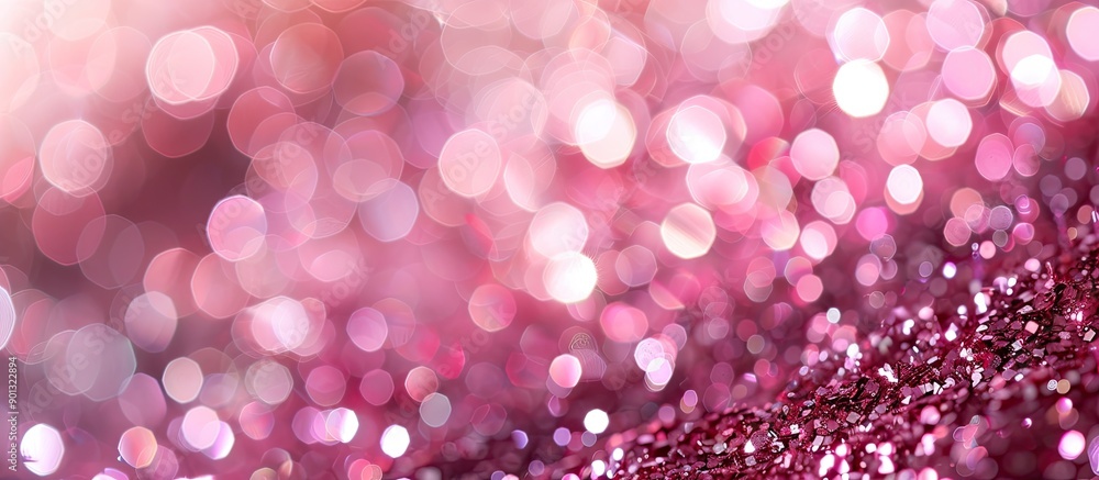 Poster Sparkling pink bokeh creates a magical backdrop for festive occasions with defocused elements and ample copy space image