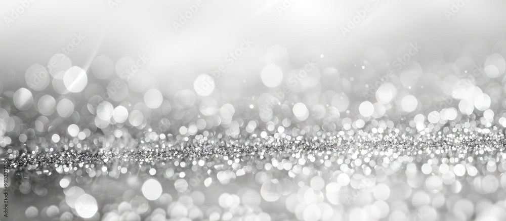 Poster Defocused monochromatic light background with an abstract silver glitter backdrop perfect for a copy space image