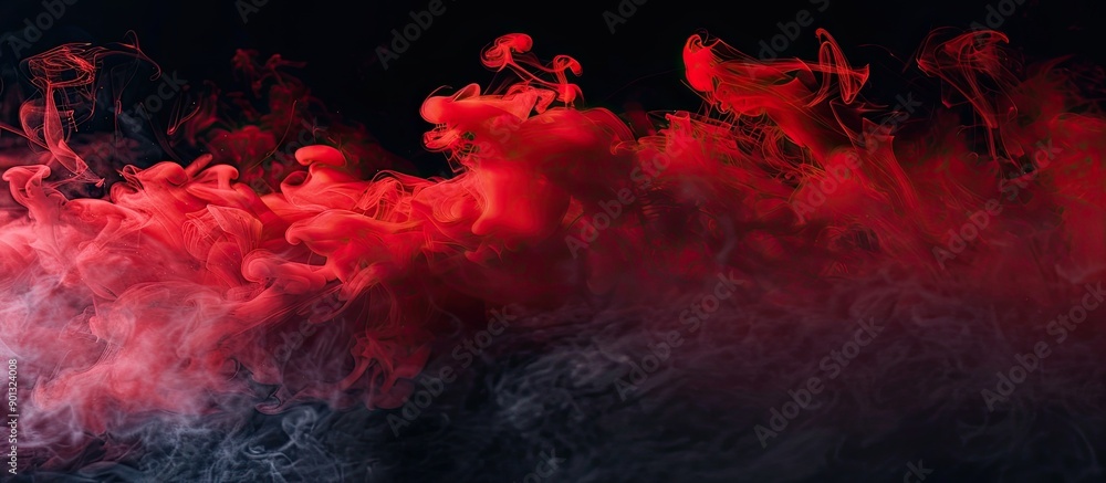 Leinwandbilder red smoke on a black backdrop creating an artistic vision with copy space image