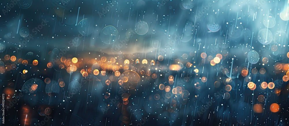 Aufkleber Rainy night backdrop with bokeh elements for a copy space image