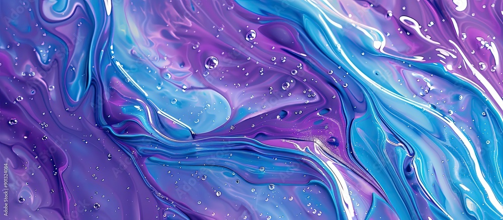 Poster Swirling patterns of purple and blue paint creating an abstract design with copy space image
