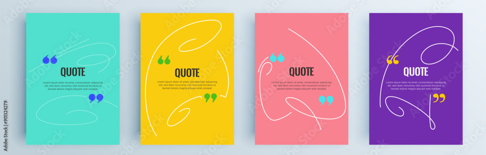Poster quote frames blank templates set. text in brackets, citation empty speech bubbles, quote bubbles. te