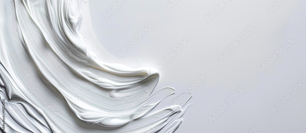 Poster skin care cream in a smooth texture spread on a white background for a copy space image
