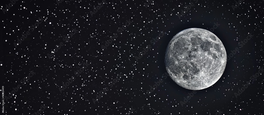 Poster ample room in the black night sky with a bright full moon suitable for a copy space image