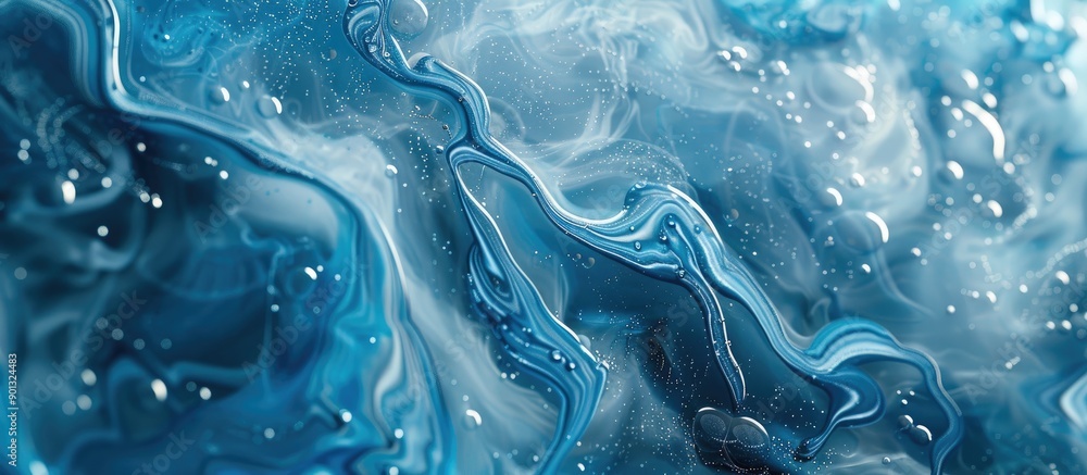 Aufkleber Stunning blue water texture captured in a macro photograph displaying a natural fluid art pattern with a copy space image