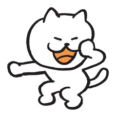 色々なスポーツをする目が細いかわいい白猫キャラ