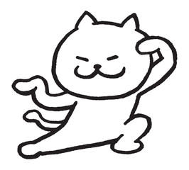色々なスポーツをする目が細いかわいい白猫キャラ