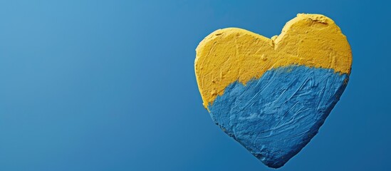 A yellow and blue heart shape symbolizes love and awareness set against a blue backdrop with space for additional content in the image