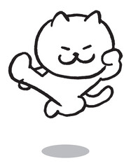 色々なスポーツをする目が細いかわいい白猫キャラ