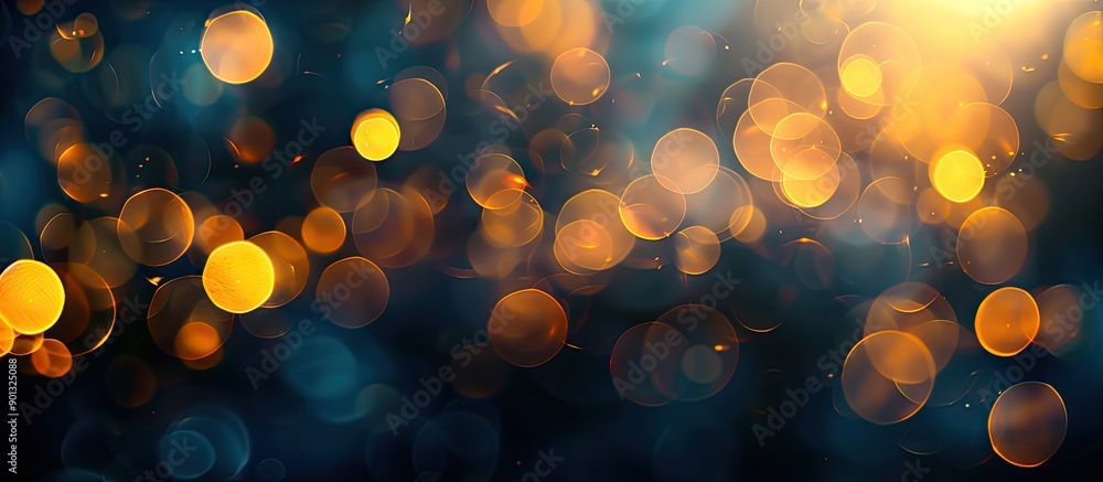 Aufkleber blurred yellow lights emanate over a dark backdrop enhancing a vivid bokeh effect for a captivating 