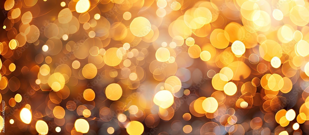Poster bokeh effect blurs golden christmas lights giving a festive touch to a copy space image perfect for 