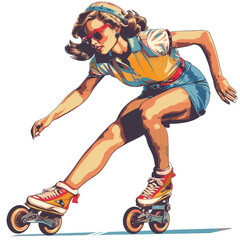 Retro Roller Skater Woman