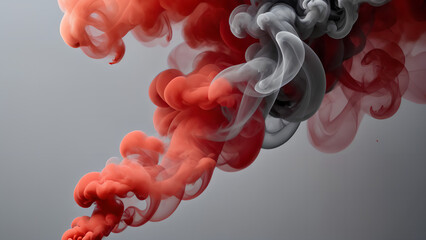 Gray background Gray and Red smoke Abstract color mix