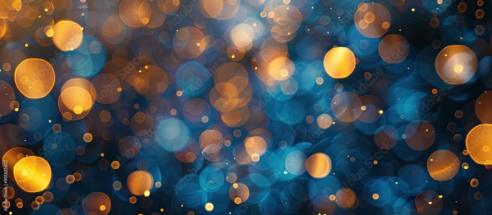 Poster blue bokeh lights shining beautifully in a copy space image