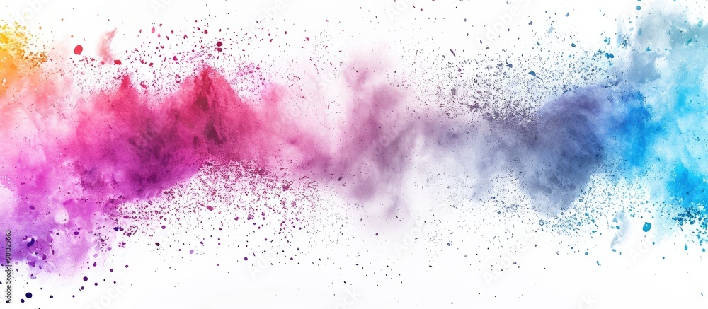 Poster colorful powder explosion on a white background versatile as a copy space image