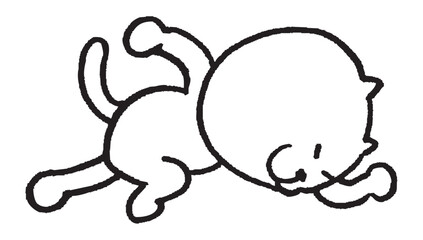 色々なスポーツをする目が細いかわいい白猫キャラ