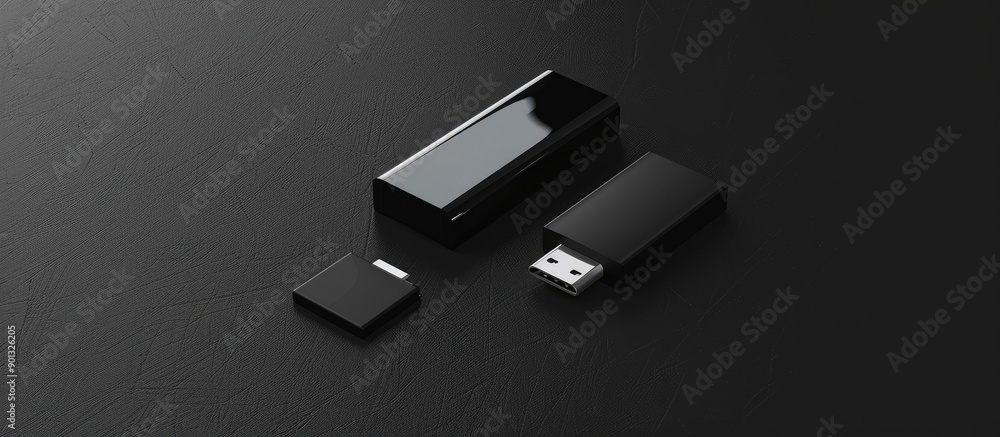 Poster mockup displaying a flash drive designed as a business card suitable for showcasing digital designs 
