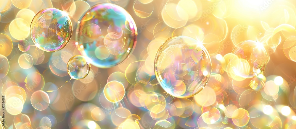 Poster translucent soap bubbles against a bright backdrop with room for copy space image