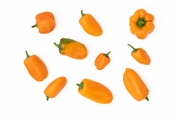 Set of sweet bell peppers on a white background