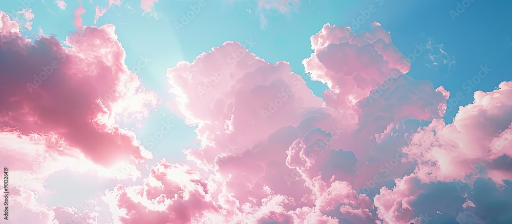 Aufkleber BREEZE displayed on the sky background with clouds providing a copy space image
