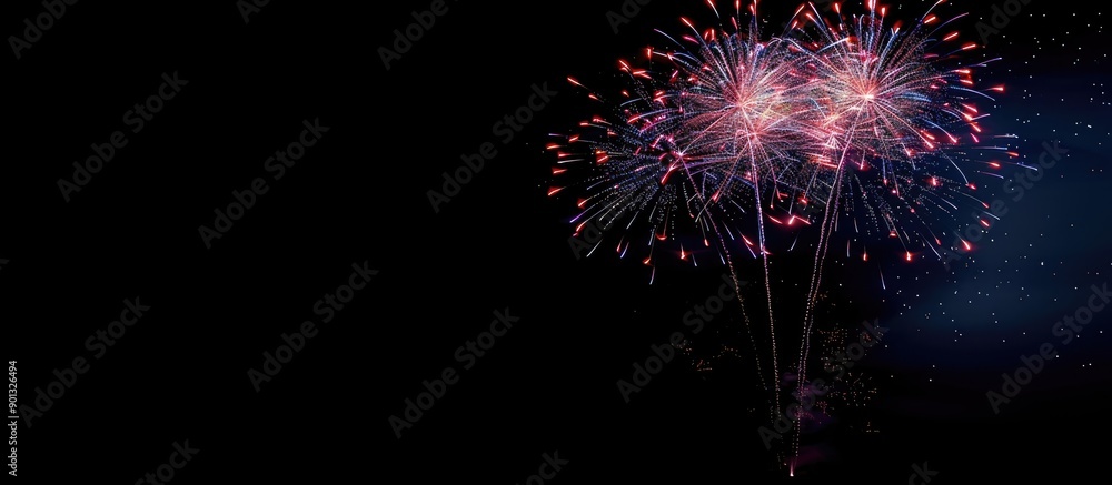 Poster colorful fireworks illuminating the night sky with a mesmerizing display creating a stunning visual 